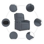 vidaXL Fauteuil inclinable en velours gris foncé