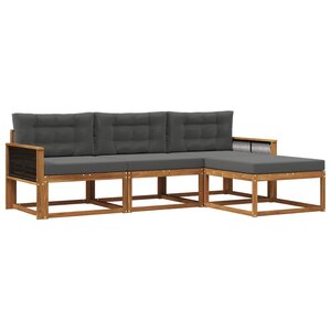vidaXL Ensemble de canapés d'extérieur 4 Pièces Naturel et Anthracite