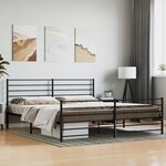 vidaXL Cadre de lit métal sans matelas avec pied de lit noir 200x200cm