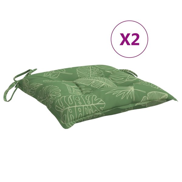 vidaXL Coussins de chaise lot de 2 à motif de feuilles 40x40x7 cm