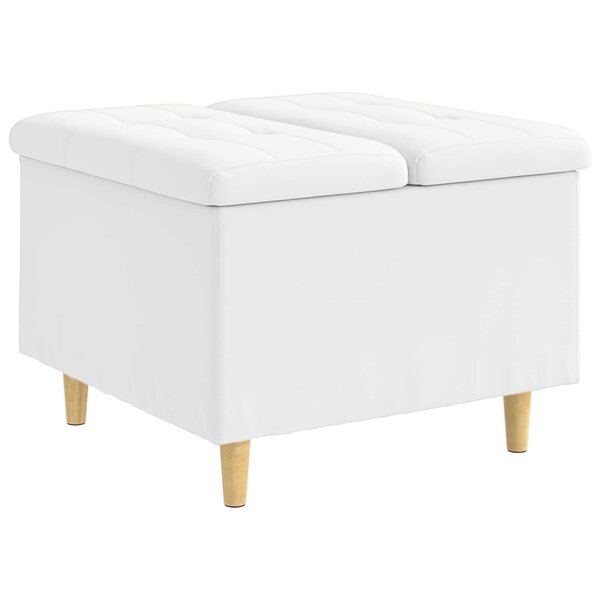vidaXL Pouf de rangement Blanc 60 x 60 x 45 cm Simili cuir