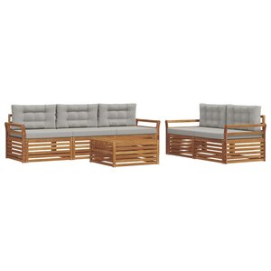vidaXL Ensemble de canapés d'extérieur 6 pc Gris Naturel et Clair