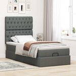 vidaXL Lit ottoman avec matelas et LED Gris foncé 80x200cm tissu