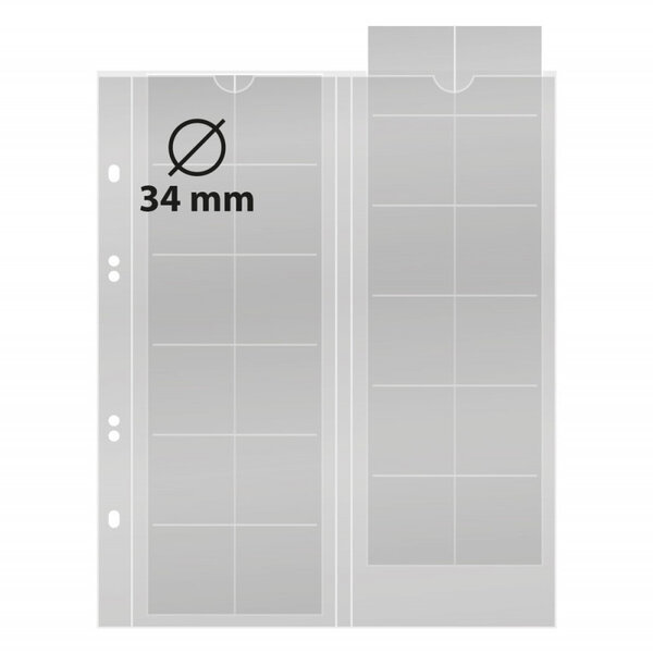 Feuilles numismatiques Multi-Collect pour 24 monnaies jusqu'à 34 mm. Intercalaires - Noir