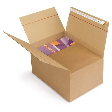 Caisse carton brune à hauteur variable et montage instantané avec fermeture adhésive 30 5x21 5x17 cm (lot de 25)