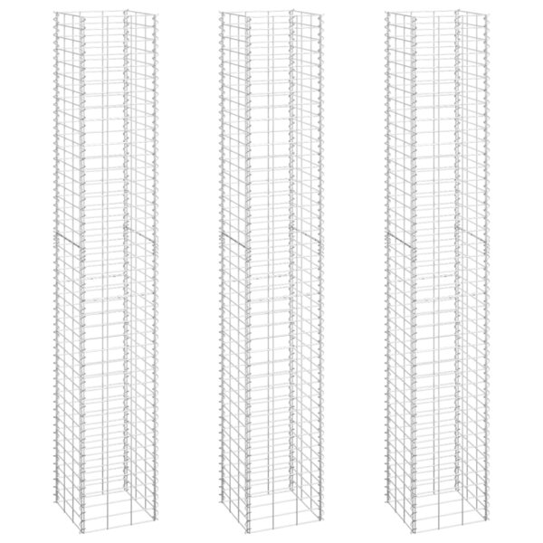 vidaXL Lits surélevés en gabion 3 Pièces 30x30x200 cm Fer