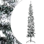 vidaXL Demi sapin de Noël artificiel mince avec neige floquée 180 cm