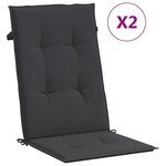 vidaXL Coussins de chaise de jardin à dossier haut lot de 2 noir tissu