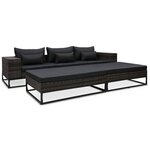 vidaXL Salon de jardin 5 Pièces avec coussins Résine tressée Gris