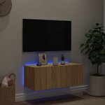 vidaXL Meuble TV mural avec lumières LED chêne sonoma 80x35x31 cm