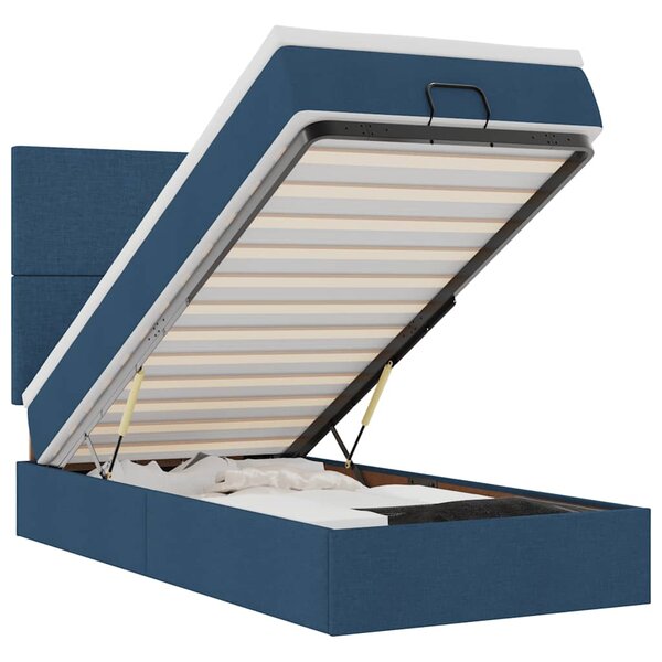 vidaXL Lit ottoman avec matelas bleu 100x200 cm tissu