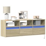 vidaXL Meuble TV mural avec lumières LED chêne sonoma 130x31x45 cm