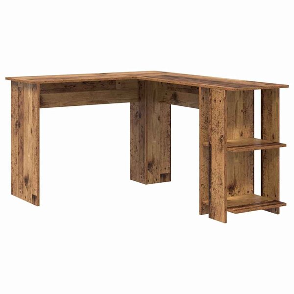 vidaXL Bureau d'angle avec rangement Bois ancien 140 x 113.5 x 75 cm