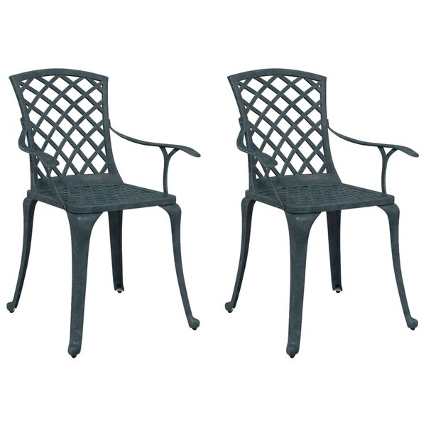vidaXL Chaises de jardin lot de 2 vert aluminium coulé