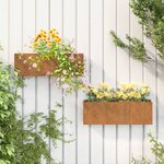 vidaXL Jardinières murales 2 Pièces Rouillé Acier corten 53x10x17 cm