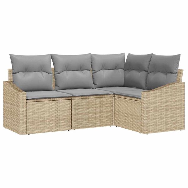vidaXL Ensemble de salle à manger pour jardin 4 Pièces Beige  Gris clair