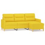 vidaXL Canapé à 3 places avec repose-pieds Jaune clair 180 cm Tissu