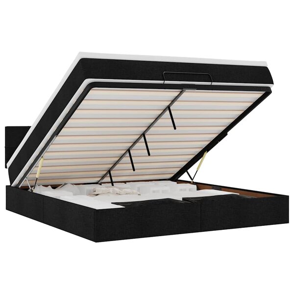 vidaXL Lit ottoman avec matelas et LED Noir 180x200cm tissu