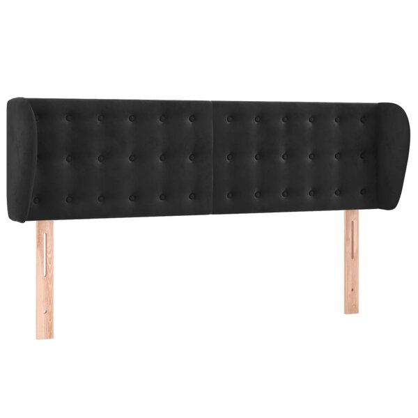 vidaXL Tête de lit avec oreilles Noir 147x23x78/88 cm Velours
