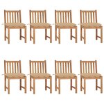 vidaXL Chaises de jardin lot de 8 avec coussins Bois de teck massif