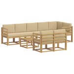 vidaXL Ensemble de canapés d'extérieur 9 Pièces Blanc et Beige Polyester