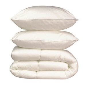 Linge de lit Microfibre - 1 Couette chaude 220 x 240 cm + 2 Oreillers 60 x 60 cm blanc