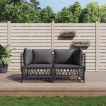 vidaXL Salon de jardin avec coussins 2 Pièces anthracite acier