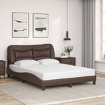 vidaXL Cadre de lit avec lumières LED marron 140x200 cm similicuir