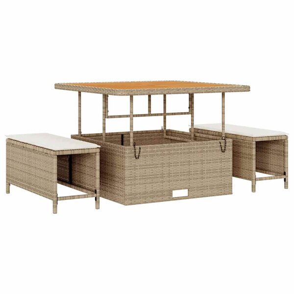 vidaXL Ensemble de salle à manger pour jardin 3 Pièces Beige Poly rotin