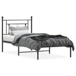 vidaXL Cadre de lit métal sans matelas avec tête de lit noir 90x200 cm