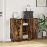 vidaXL Buffet avec porte Chêne fumé 90 x 32 x 75 cm Bois d'ingénierie