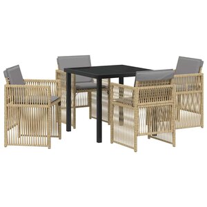 vidaXL Ensemble de salle à manger pour jardin 5 Pièces Beige Poly rotin