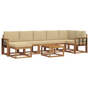 vidaXL Ensemble de canapés d'extérieur 8 pc Naturel et Beige