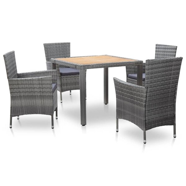 vidaXL Ensemble à manger d'extérieur 5Pièces coussins Résine tressée Gris