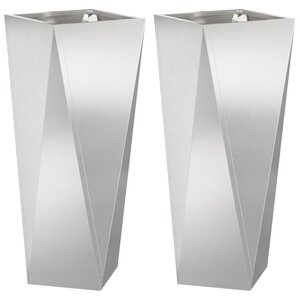 vidaXL Jardinière 2 Pièces Argent 30 x 30 x 75 cm Acier inoxydable