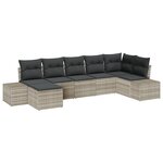 vidaXL Canapé de jardin 7 pièces avec coussins gris clair en poly rotin