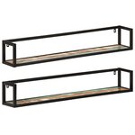 vidaXL Étagères murales 2 Pièces 110x17x17cm bois récupération massif/fer