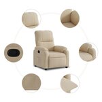 vidaXL Fauteuil inclinable crème tissu microfibre