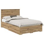 vidaXL Cadre de lit Chêne artisanal 120 x 190 cm Bois d'ingénierie