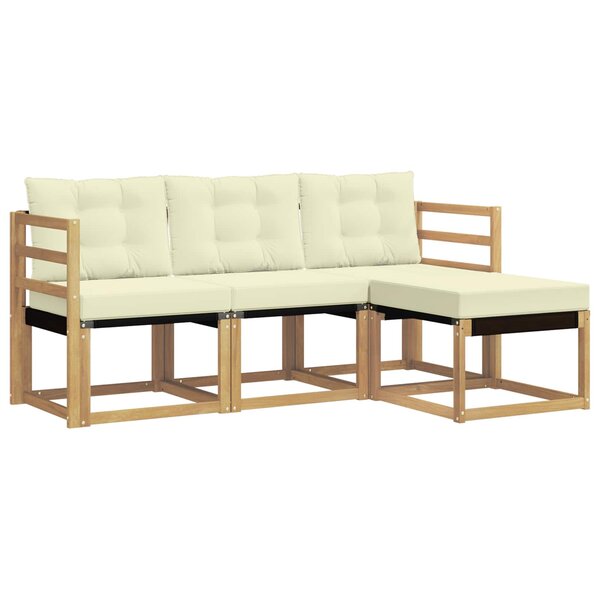 vidaXL Ensemble de canapés d'extérieur 4 pc Blanc et crème