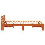 vidaXL Cadre de Lit en Bois de Pin Brun ciré Bois massif 135 x 190 cm