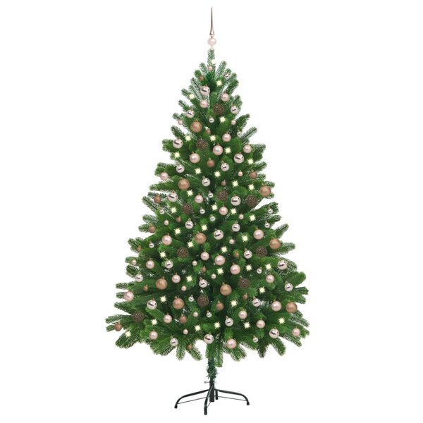 vidaXL Arbre de Noël artificiel pré-éclairé et boules 210 cm vert