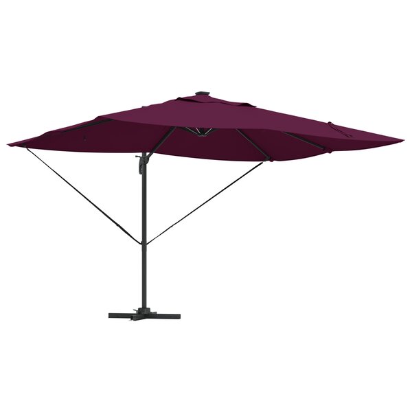 vidaXL Parasol déporté Roma avec LEDs rouge bordeaux  352 x 251 x 265 cm en aluminium