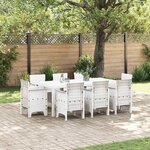 vidaXL Ensemble de salle à manger pour jardin 9 Pièces Blanc Rattan Polt