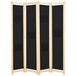 vidaXL Cloison de séparation 4 panneaux Noir 160x170x4 cm Tissu