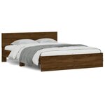 vidaXL Cadre de lit avec tête de lit et LED chêne marron 160x200 cm