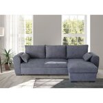 Canapé d'angle convertible réversible MAX - Méridienne avec coffre - Tissu gris foncé - 240 x 143 x 85 cm