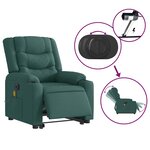 vidaXL Fauteuil inclinable de massage électrique Vert foncé Tissu