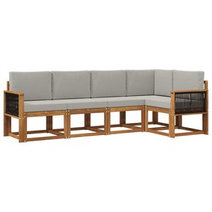 vidaXL Ensemble de canapés d'extérieur 5 pc Naturel et gris clair