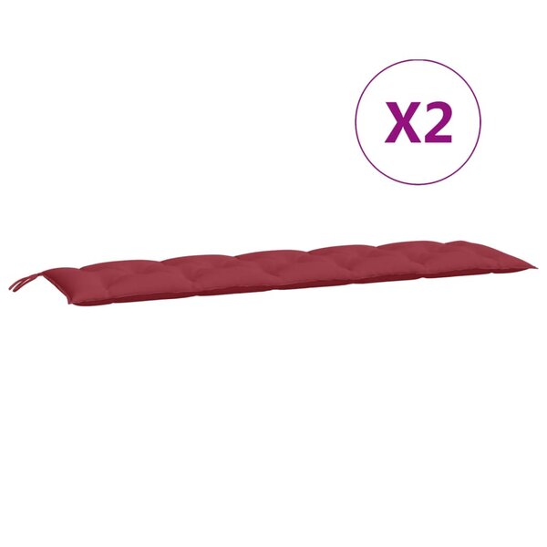 vidaXL Coussins de banc de jardin 2 Pièces rouge bordeaux tissu Oxford